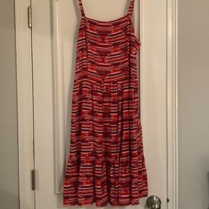 Pink loft midi dress, size 0.